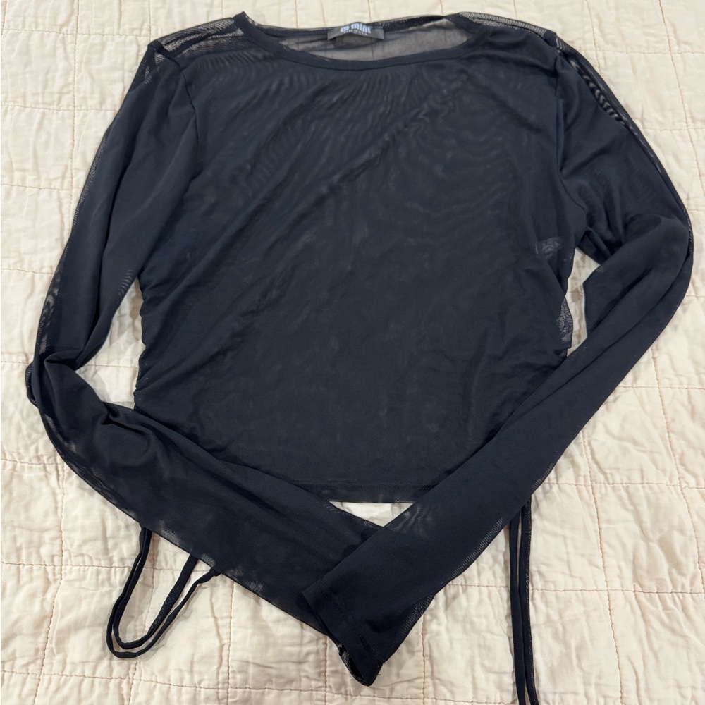 Black Sheer Long Sleeve Top